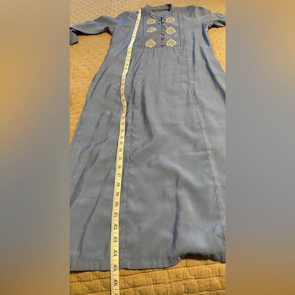 La Fille Blue Caftan Dress Sz XL - Picture 8 of 9